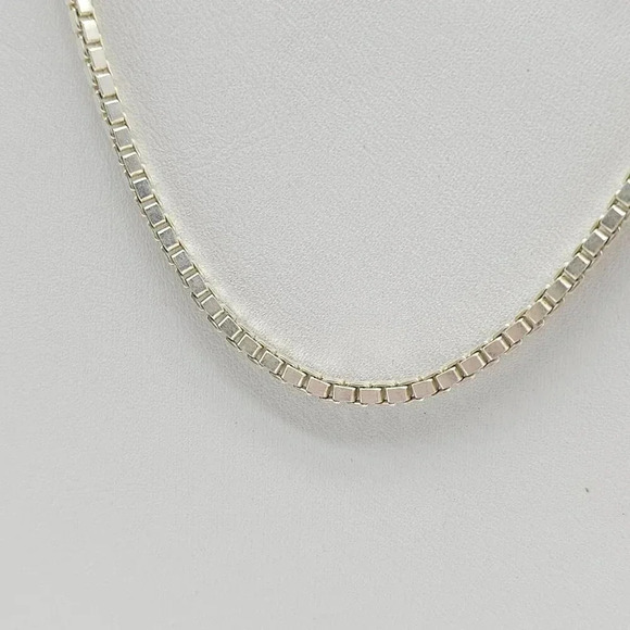 Sterling Silver Box Chain Necklace 15" With Spring Ring Clasp Vintage 12.6g - Picture 2 of 6